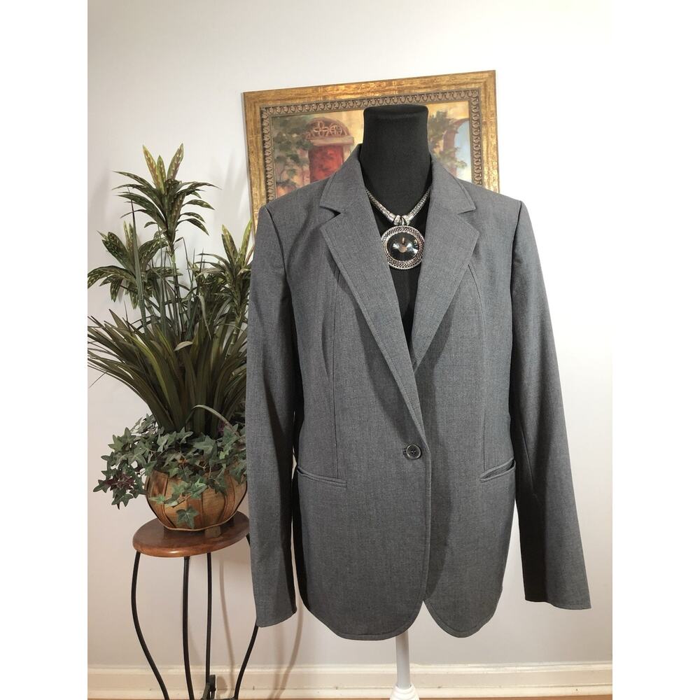 Ann Klein Women Jacket‎ 14 One Button Long Sleeve Clueless Preppy Office Siren
